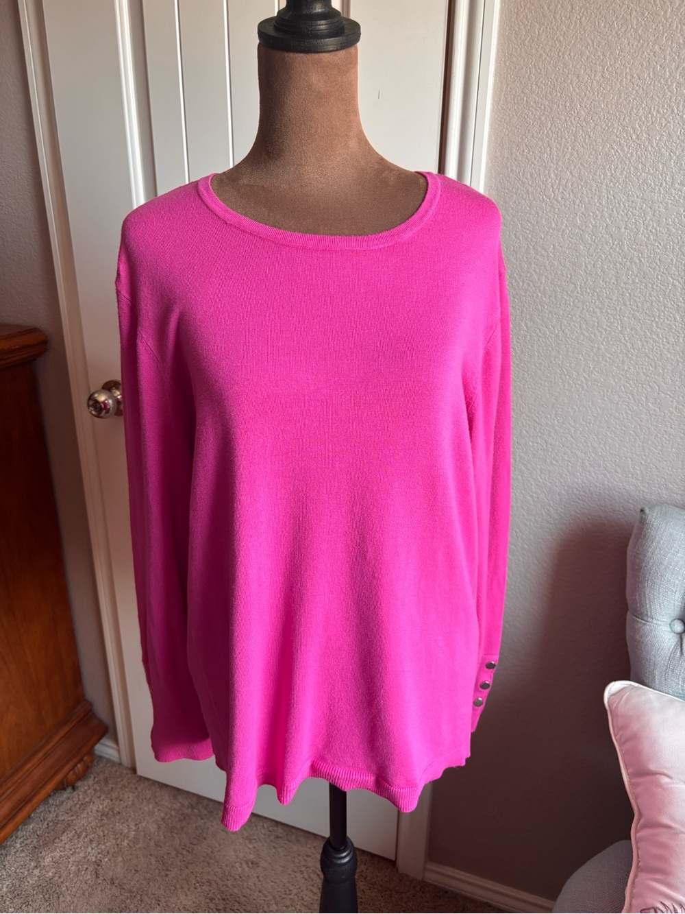 JM Collection Women’s Bright Pink Crewneck Sweater XL